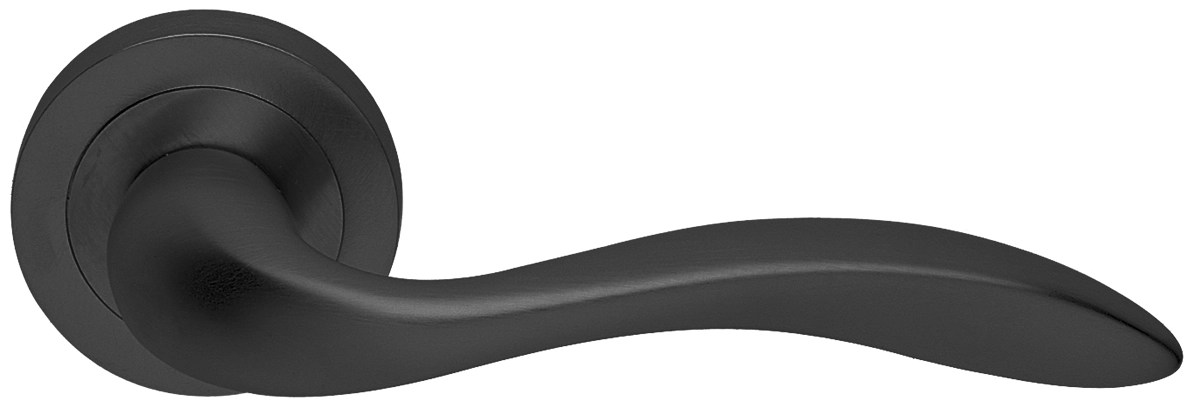 Ручка дверная LEON R2 NERO раздельная на круглой розетке, цвет - черный фото 1 Ручка дверная LEON R2 NERO раздельная на круглой розетке, цвет - черный фото купить Сочи