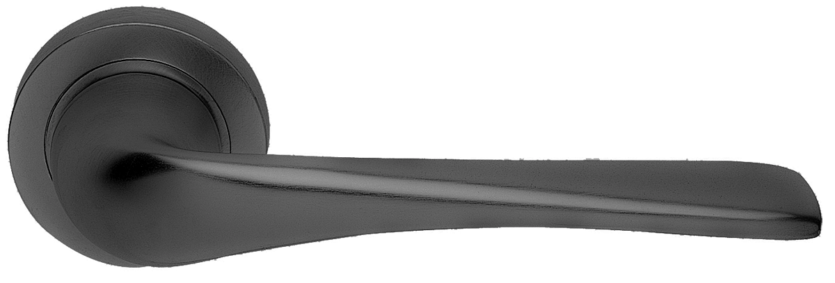 Ручка дверная LE MANS R2 NERO раздельная на круглой розетке, цвет - черный фото 1 Ручка дверная LE MANS R2 NERO раздельная на круглой розетке, цвет - черный фото купить Сочи