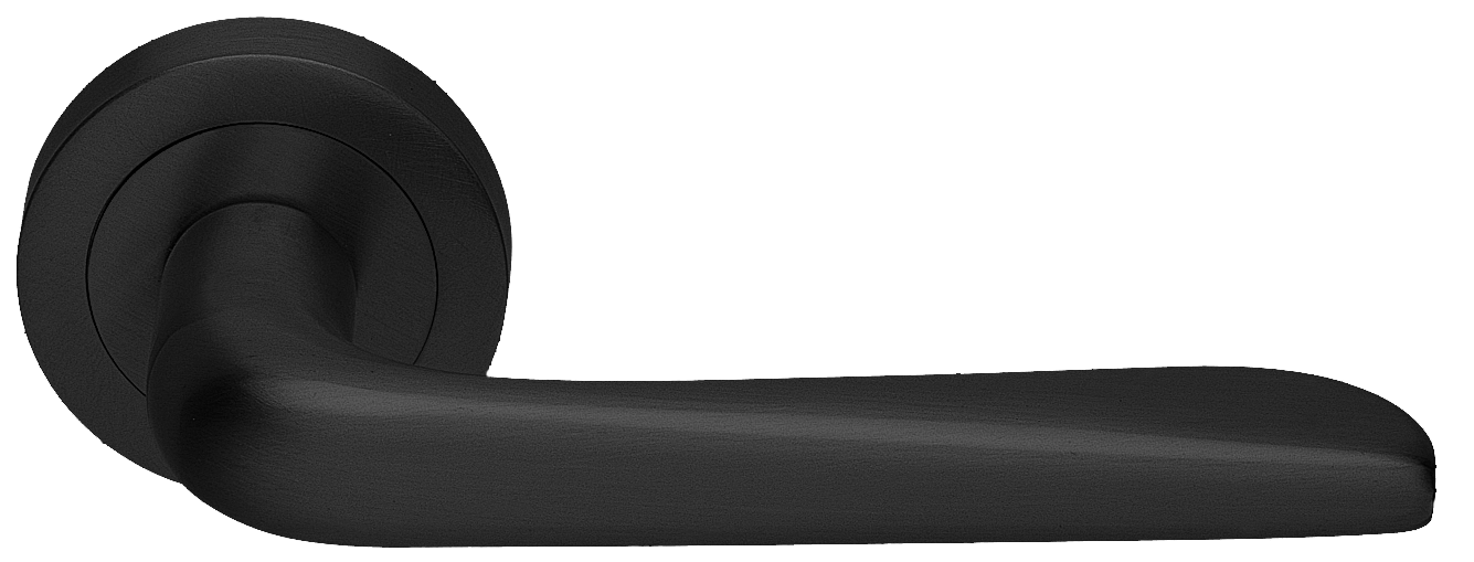 Ручка дверная PETRA R2 NERO раздельная на круглой розетке, цвет - черный фото 1 Ручка дверная PETRA R2 NERO раздельная на круглой розетке, цвет - черный фото купить Сочи
