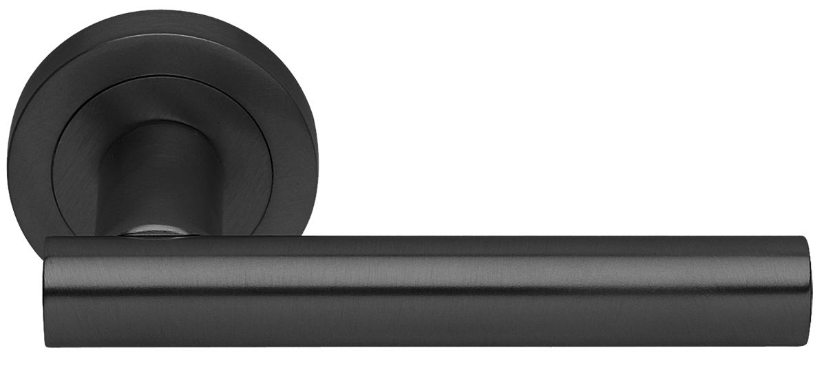 Ручка дверная CALLA R2 NERO раздельная на круглой розетке, цвет - черный фото 1 Ручка дверная CALLA R2 NERO раздельная на круглой розетке, цвет - черный фото купить Сочи