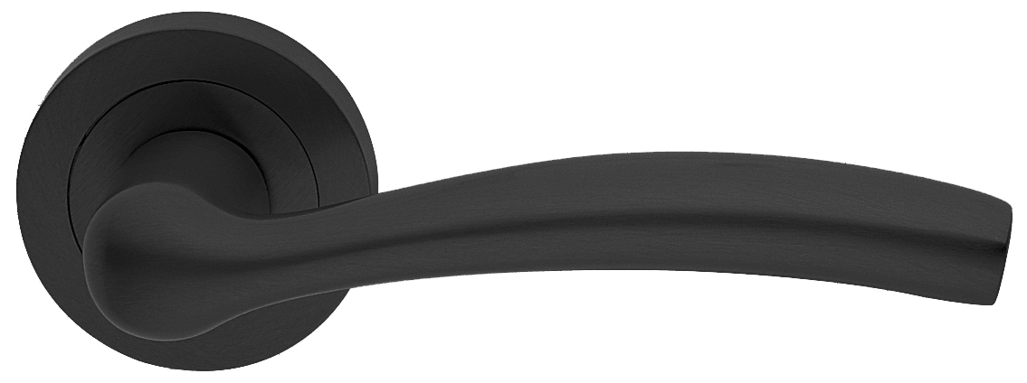 Ручка дверная VENERA R2 NERO раздельная на круглой розетке, цвет - черный фото купить Сочи