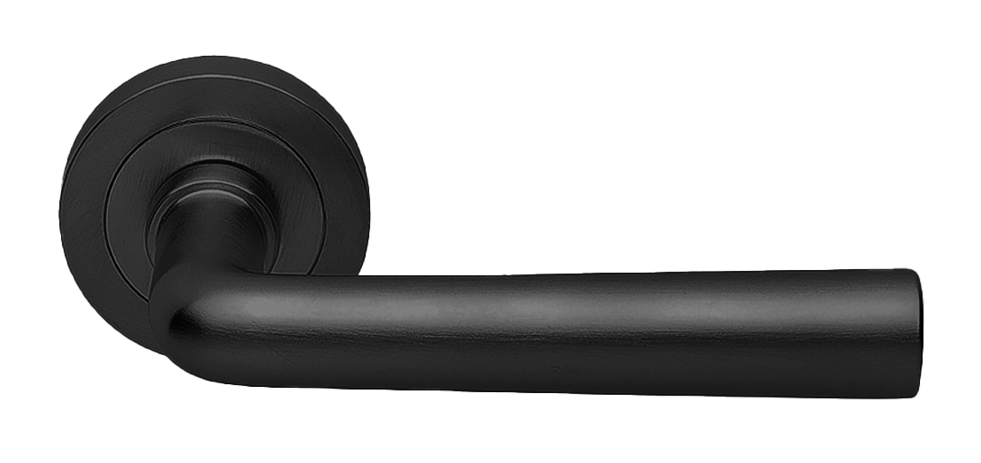 Ручка дверная UNDER R2 NERO раздельная на круглой розетке, цвет - черный фото 1 Ручка дверная UNDER R2 NERO раздельная на круглой розетке, цвет - черный фото купить Сочи