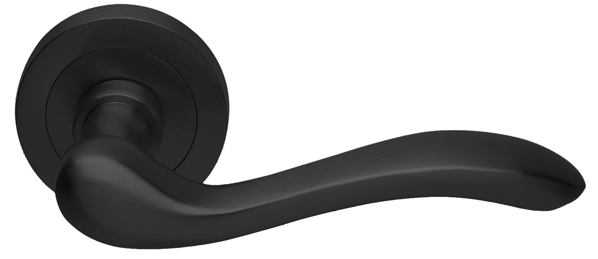 Ручка дверная ERICA R2 NERO раздельная на круглой розетке, цвет - черный фото купить Сочи