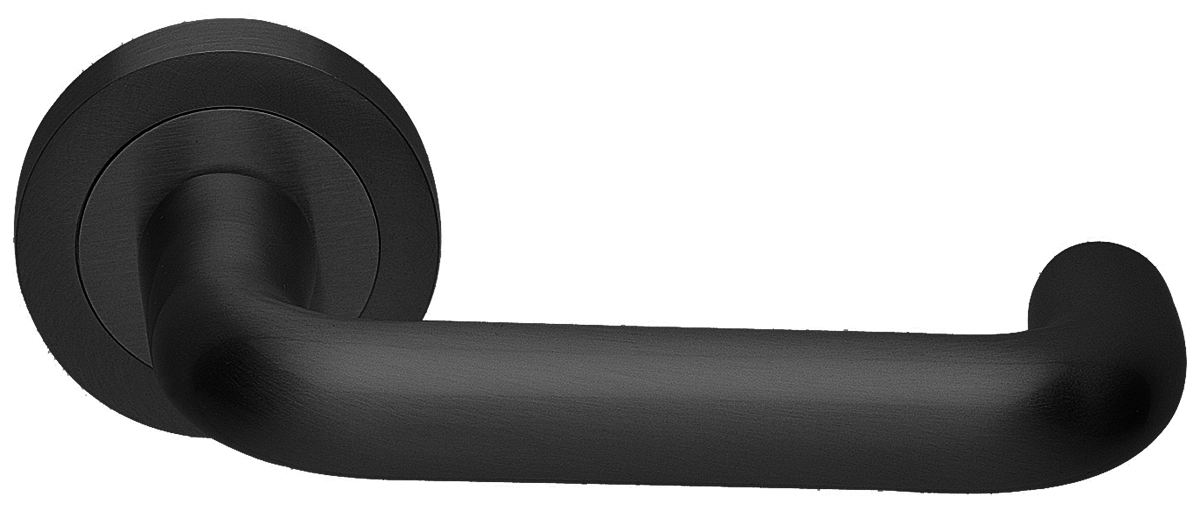 Ручка дверная IRIS R2 NERO раздельная на круглой розетке, цвет - черный фото 1 Ручка дверная IRIS R2 NERO раздельная на круглой розетке, цвет - черный фото купить Сочи