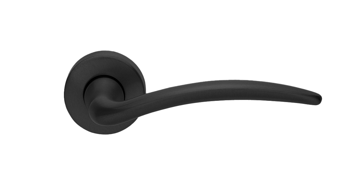 Ручка дверная MOGADOR R2 NERO раздельная на круглой розетке, цвет - черный фото 1 Ручка дверная MOGADOR R2 NERO раздельная на круглой розетке, цвет - черный фото купить Сочи