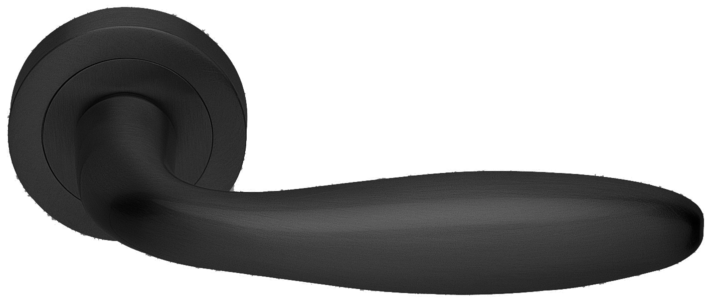 Ручка дверная SIENA R2 NERO раздельная на круглой розетке, цвет - черный фото 1 Ручка дверная SIENA R2 NERO раздельная на круглой розетке, цвет - черный фото купить Сочи