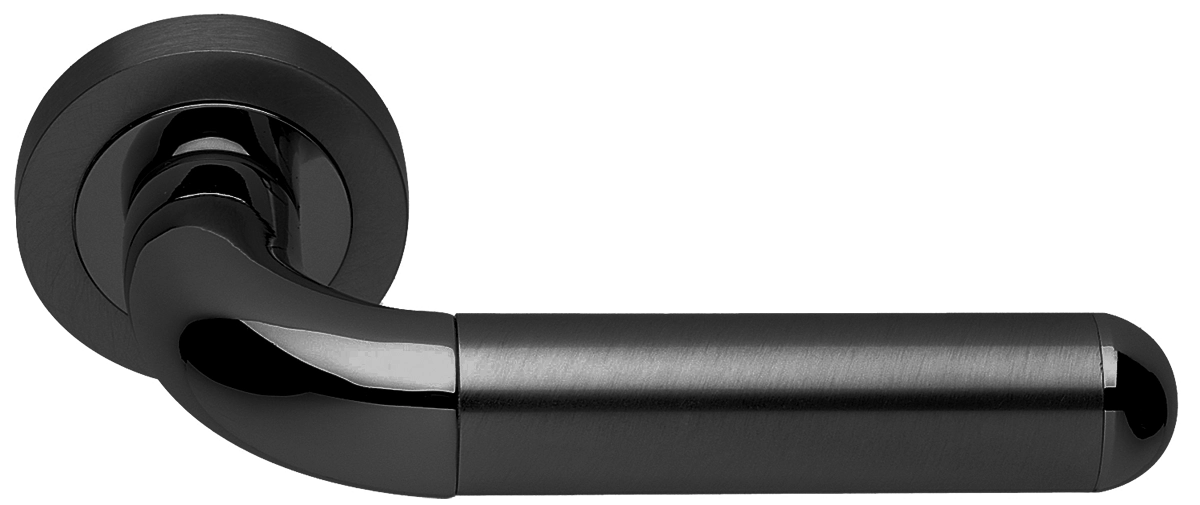 Ручка дверная GAVANA R2 NERO раздельная на круглой розетке, цвет - черный фото 1 Ручка дверная GAVANA R2 NERO раздельная на круглой розетке, цвет - черный фото купить Сочи