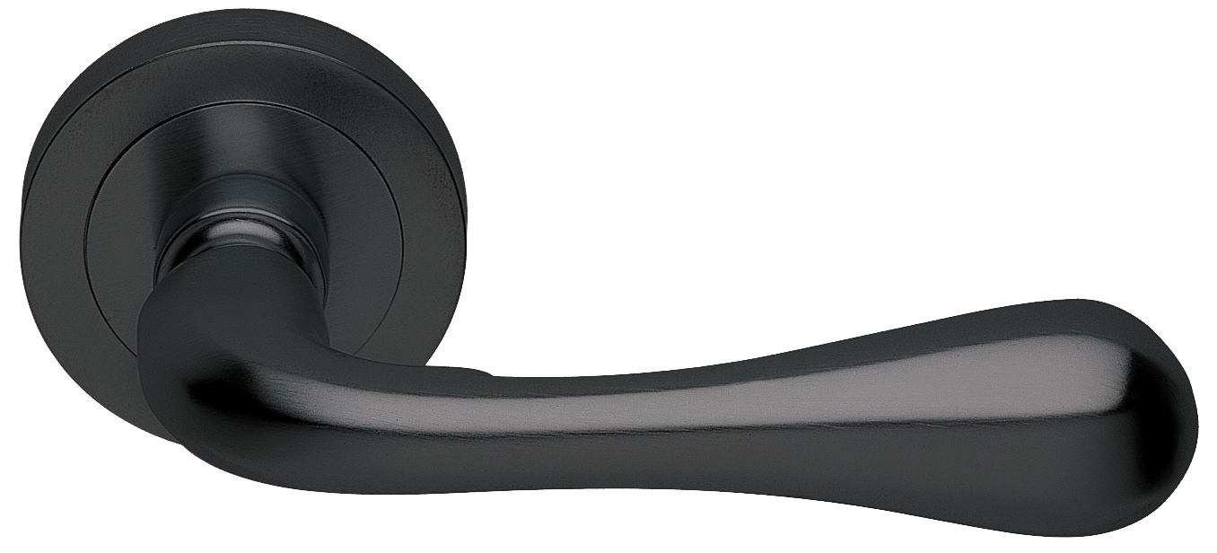 Ручка дверная ASTRO R2 NERO раздельная на круглой розетке, цвет - черный фото 1 Ручка дверная ASTRO R2 NERO раздельная на круглой розетке, цвет - черный фото купить Сочи