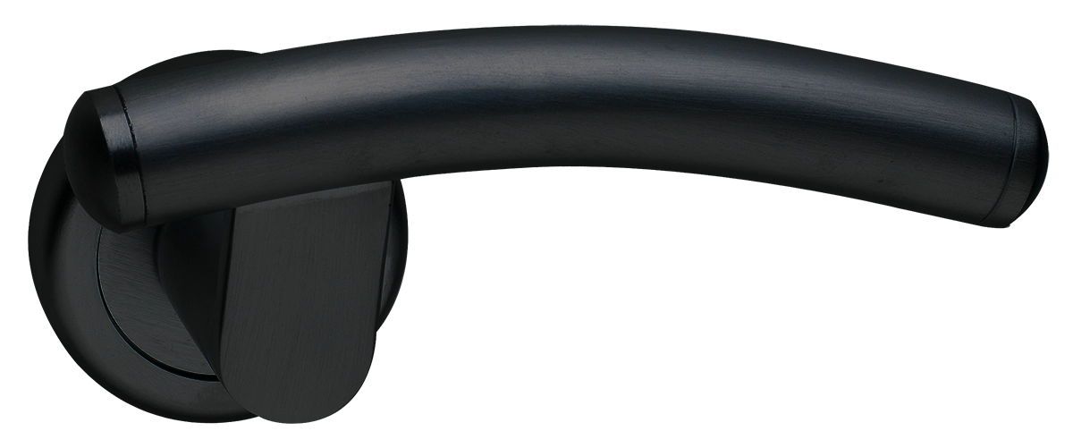 Ручка дверная LUNA R4 NERO раздельная на круглой розетке, цвет - черный фото 1 Ручка дверная LUNA R4 NERO раздельная на круглой розетке, цвет - черный фото купить Сочи