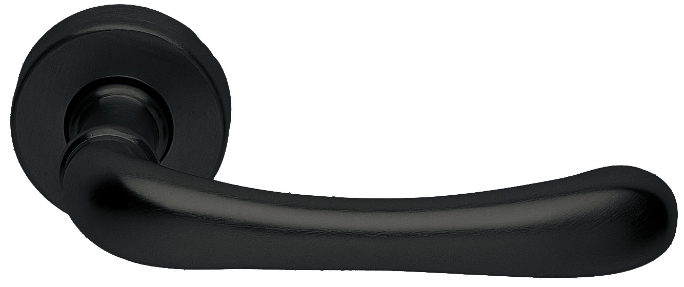 Ручка дверная RING R3-E NERO раздельная на круглой розетке, цвет - черный фото 1 Ручка дверная RING R3-E NERO раздельная на круглой розетке, цвет - черный фото купить Сочи