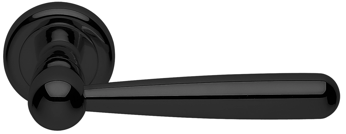 Ручка дверная PINOKKIO R4 NERO раздельная на круглой розетке, цвет - черный фото купить Сочи