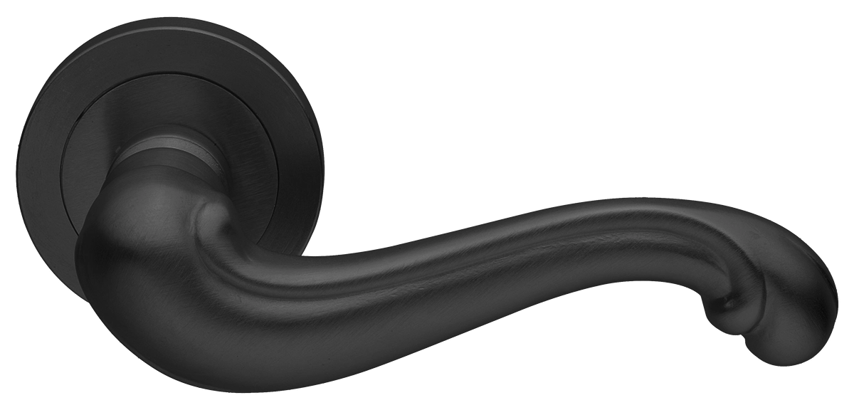 Ручка дверная BAROCCO R2 NERO раздельная на круглой розетке, цвет - черный фото купить Сочи