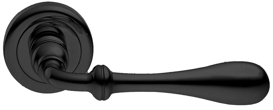 Ручка дверная MARY R4 NERO раздельная на круглой розетке, цвет - черный фото 1 Ручка дверная MARY R4 NERO раздельная на круглой розетке, цвет - черный фото купить Сочи