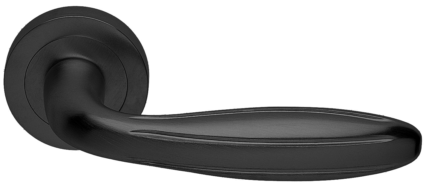 Ручка дверная BUD R2 NERO раздельная на круглой розетке, цвет черный, латунь фото купить в Сочи