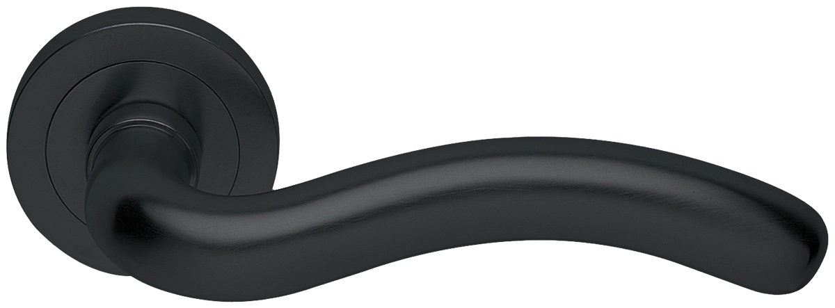 Ручка дверная SNAKE R2 NERO раздельная на круглой розетке, цвет черный, латунь фото купить в Сочи