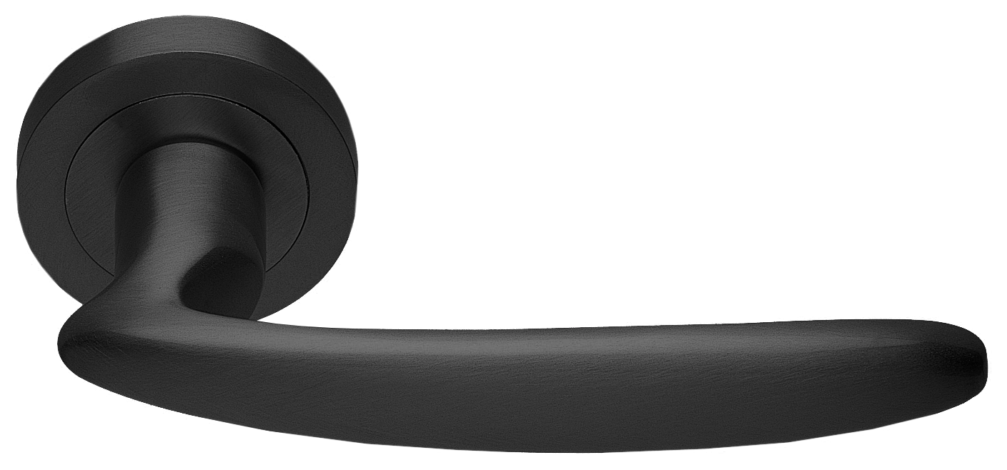 Ручка дверная FLAMINGO R2 NERO раздельная на круглой розетке, цвет черный, латунь фото купить в Сочи