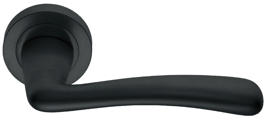 Ручка дверная COCKATOO R2 NERO раздельная на круглой розетке, цвет черный, латунь фото купить в Сочи