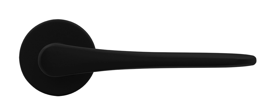 Ручка дверная AULA R5 NERO-ST на круглой розетке, цвет черный soft-touch, ЦАМ фото купить в Сочи