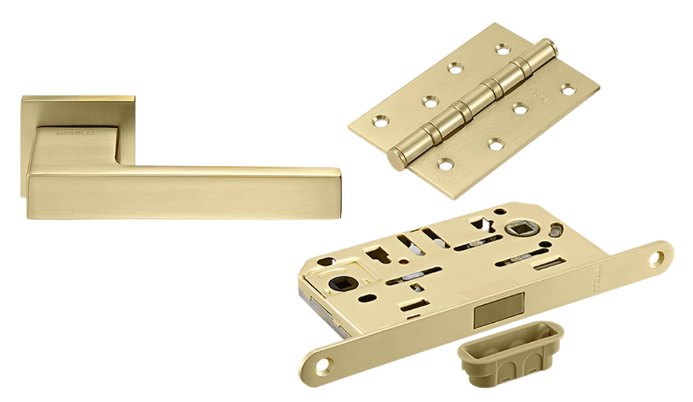 Комплект дверных ручек MH-56-S6 MSG + защёлка бесшумная M1895 MSG + петли врезные универсальные MSN 100X70X2.5-4BB MSG (2шт)