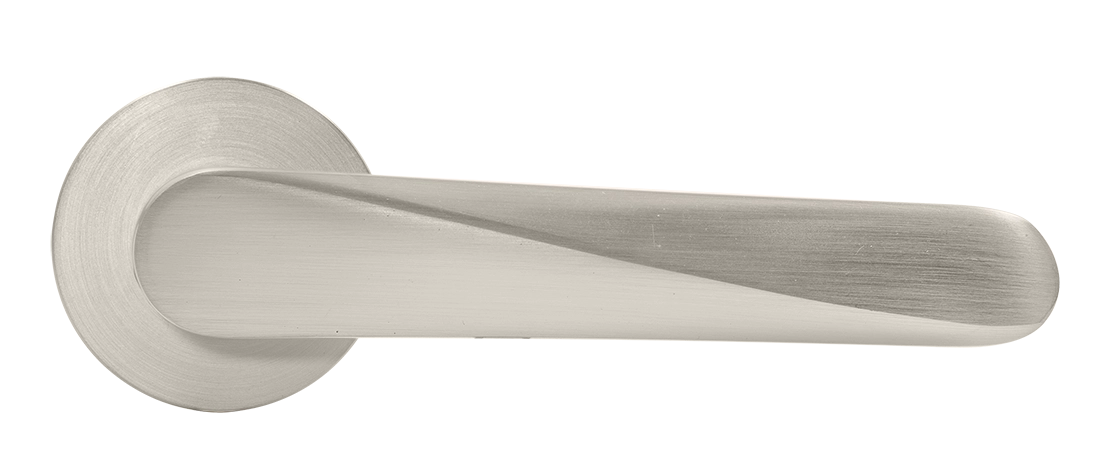 Ручка дверная CAYAN MH-58-R6 MSN раздельная на круглой розетке 6 мм, цвет матовый сатинированный никель, ЦАМ фото купить в Сочи