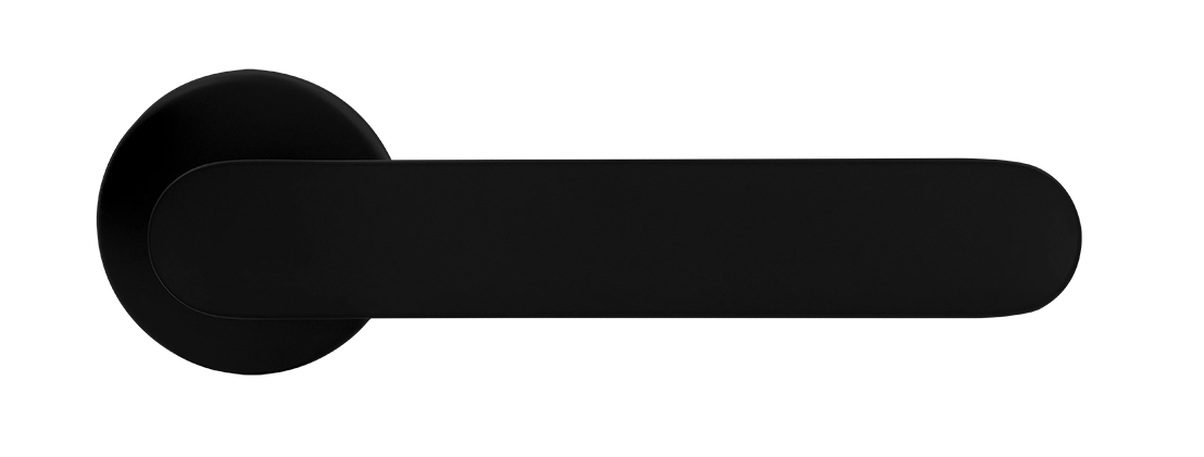 Ручка дверная LE BOAT R5 NERO-ST раздельная на круглой розетке, цвет черный soft-touch, латунь фото купить в Сочи