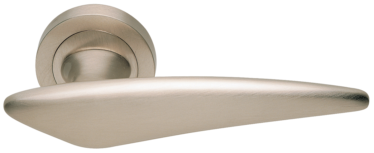 Ручка дверная BOLID R2 NIS раздельная на круглой розетке, цвет матовый никель, латунь фото купить Сочи