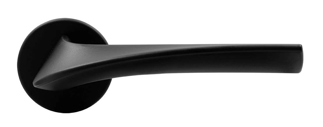 Ручка дверная COMETA R5 NERO-ST на круглой розетке цвет черный soft-touch, ЦАМ фото купить в Сочи