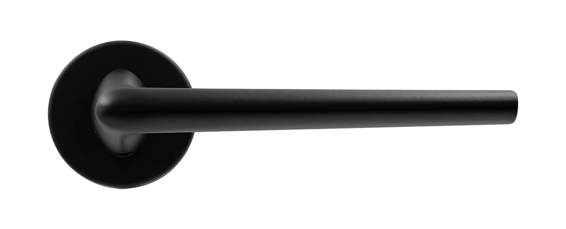 Ручка дверная THE FORCE R5 NERO-ST на круглой розетке, цвет черный soft-touch, ЦАМ фото купить в Сочи