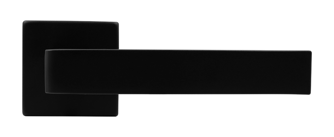 Ручка дверная HORIZONT S5 NERO-ST на квадратной розетке, цвет черный soft-touch, ЦАМ фото купить в Сочи