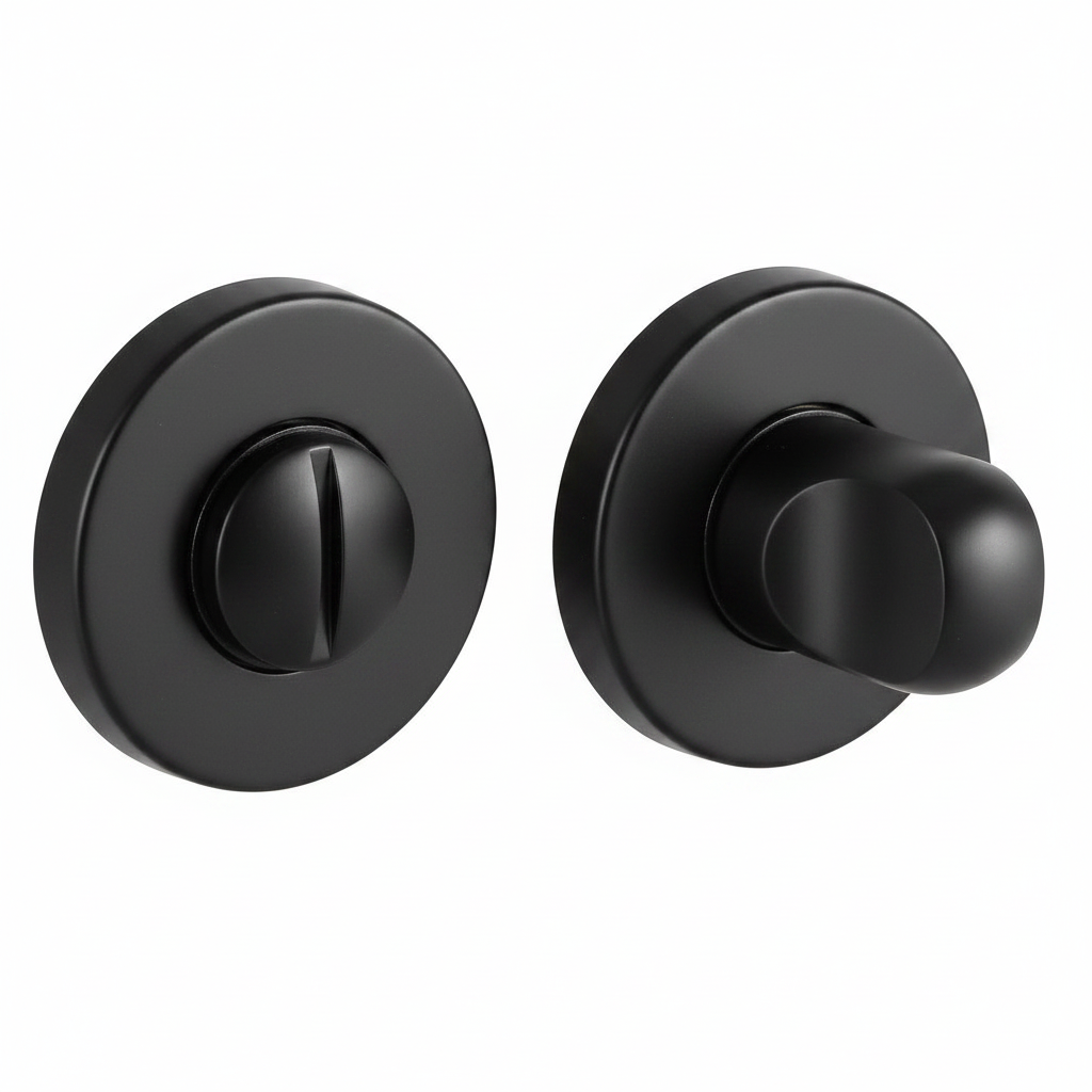 Завертка сантехническая LUX-WC-R3-E NERO-ST на круглой розетке цвет черный soft-touch, ЦАМ фото купить Сочи
