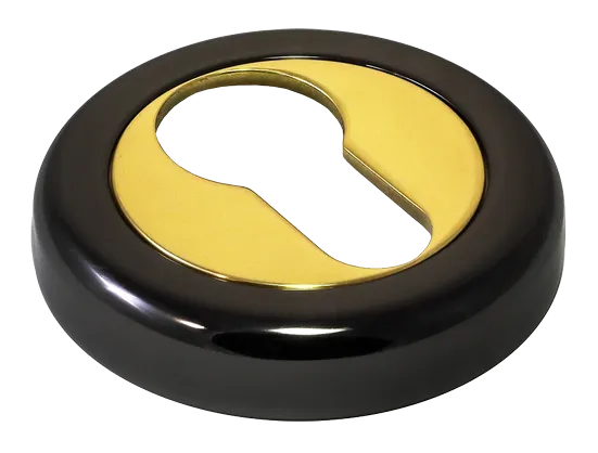 LUX-KH-R4 NNO, накладка на евроцилиндр, цвет - черный хром/золото фото купить Сочи
