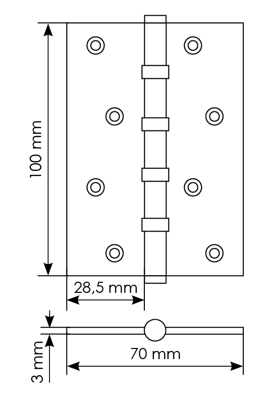 Петля карточная универсальная MBU 100X70X3-4BB COF латунь,врезная,цвет кофе фото купить в Сочи