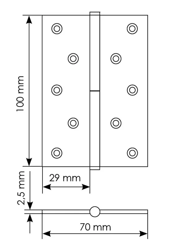 Петля карточная разъемная MSD 100X70X2.5 PG L стальная левая, врезная, цвет золото фото купить в Сочи