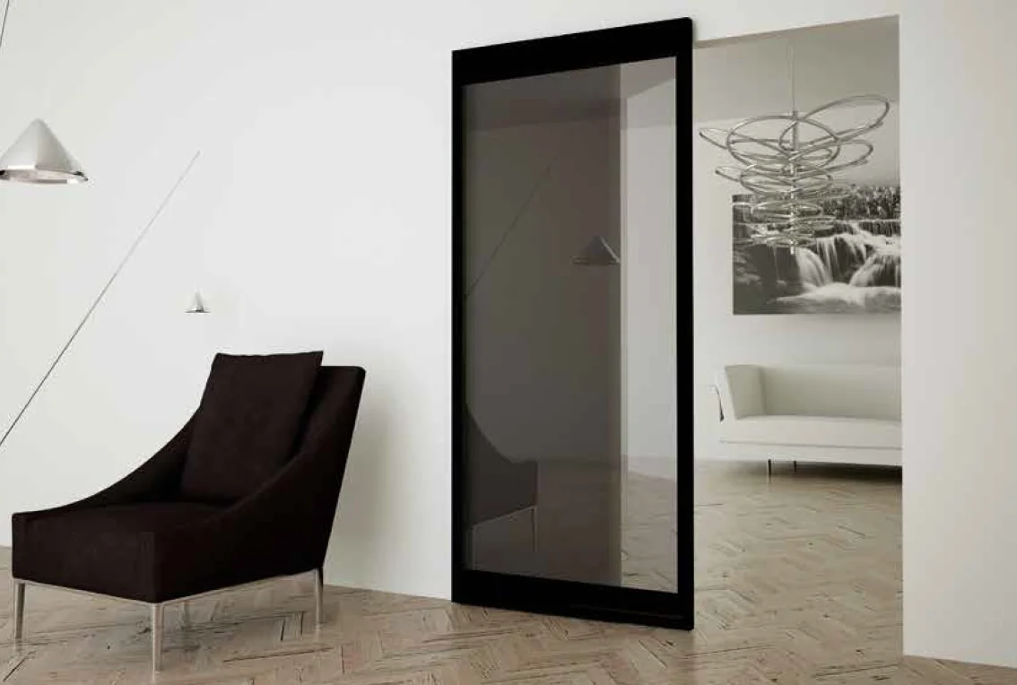 INVISIBLE-2 FRAME 1500/3000 NS, раздвижная система для дверей шириной  1500мм, высотой 3000мм, цвет - черный фото купить Сочи
