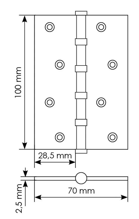 Петля универсальная карточная MS 100X70X2.5-4BB W стальная, врезная, цвет белый, сталь фото купить в Сочи