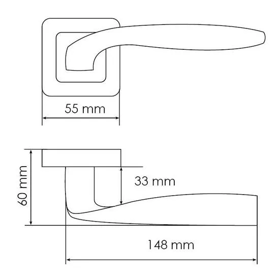 Ручка дверная SHELL MH-45 GR/CP-S55 раздельная на квадратной розетке, цвет графит/хром, ЦАМ Light фото купить в Сочи