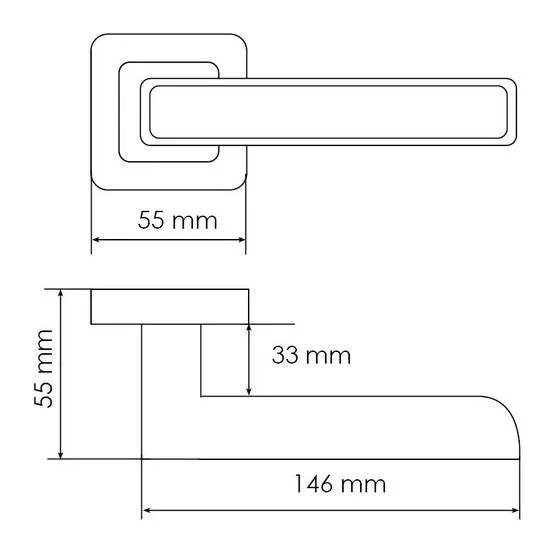 Ручка дверная FLEX MH-44 GR/CP-S55 раздельная на квадратном основании, цвет графит/хром, ЦАМ Light фото купить в Сочи