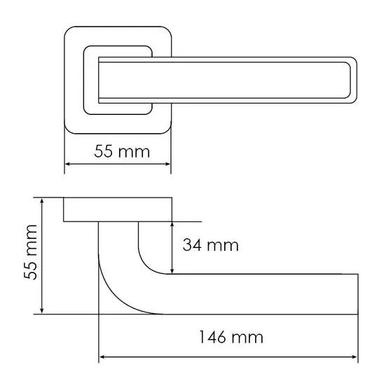 Ручка дверная EON MH-46 GR/CP-S55 раздельная на квадратной розетке, цвет графит/хром, ЦАМ Light фото фурнитура Сочи