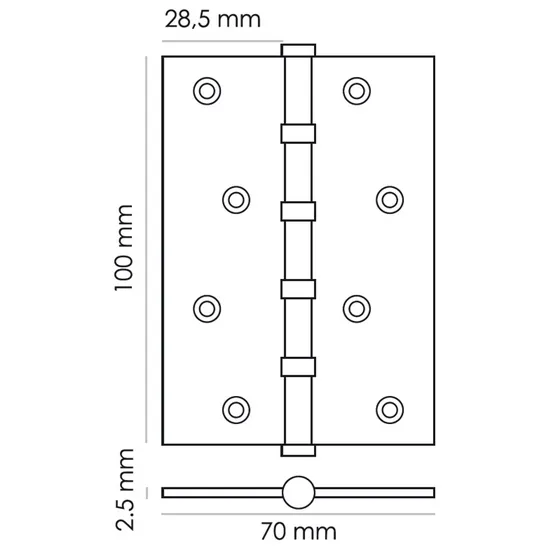 Петля карточная универсальная MS 100X70X2.5-4BB BL, врезная, цвет черный, сталь фото купить в Сочи