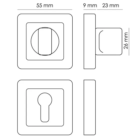 Завертка сантехническая MH-WC-S55 GR/PC квадратная цвет графит/хром фото купить в Сочи