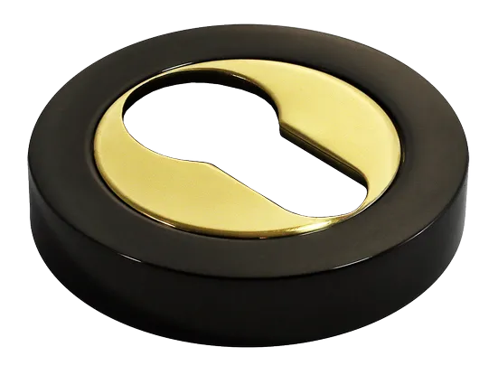 LUX-KH-R2 NNO, накладка на евроцилиндр, цвет - черный хром/золото фото купить Сочи
